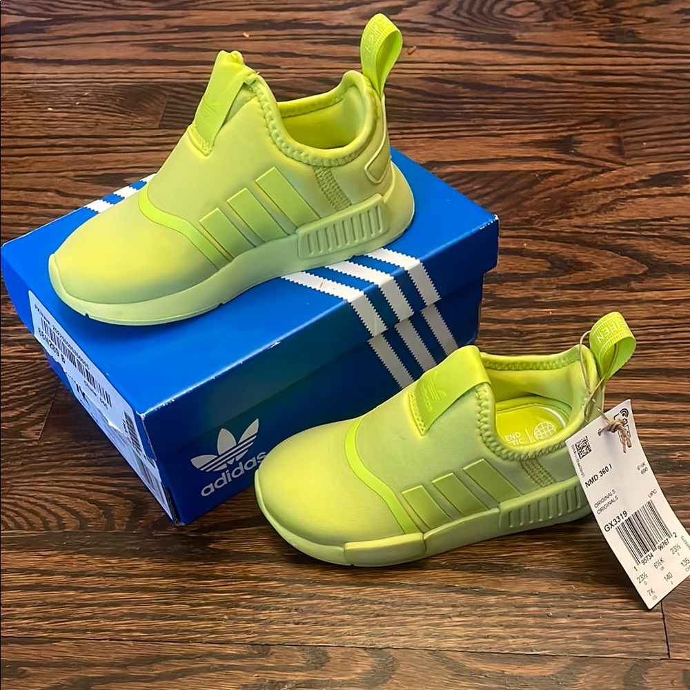 Adidas Kids Lime Green Slip-On Shoes
